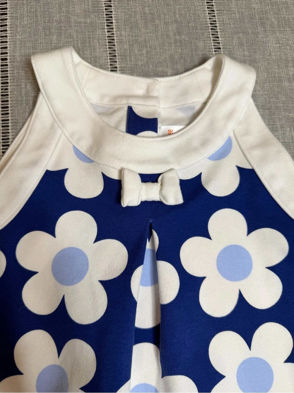 Gymboree Size 7 Blue Flower Dress Hippy Retro Mod Sleeveless